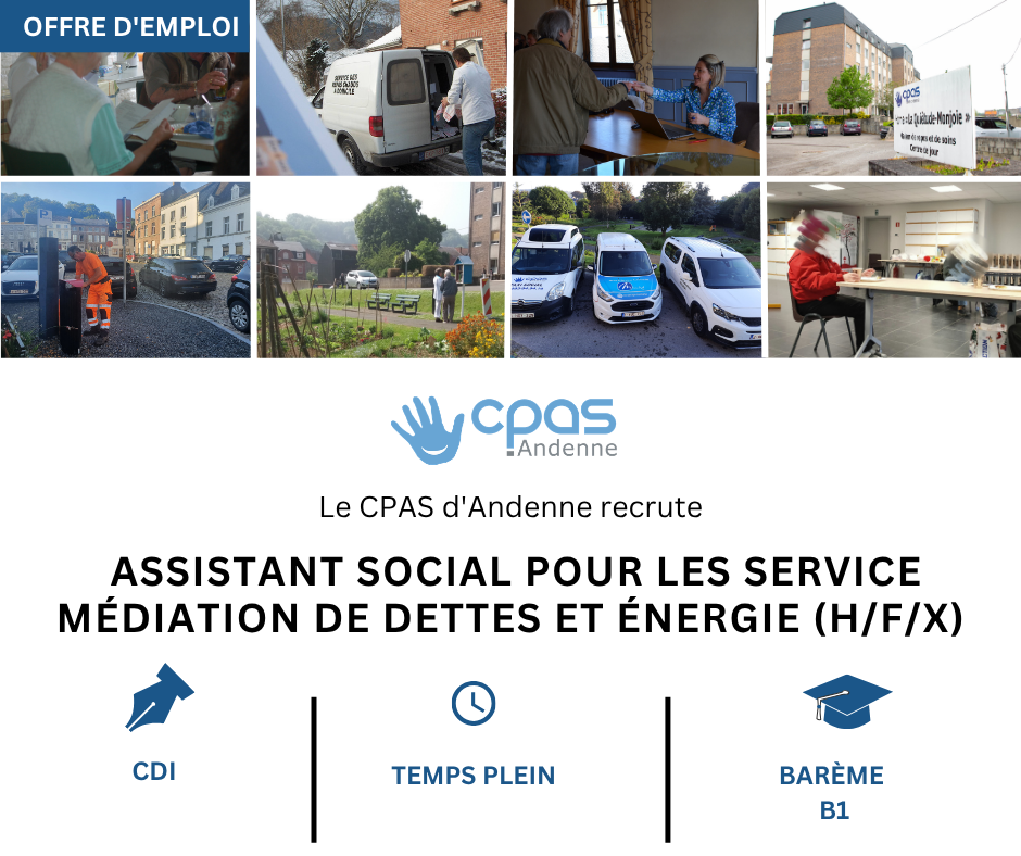 Assistant social pour les Service Médiation de Dettes et Énergie (H/F/X)